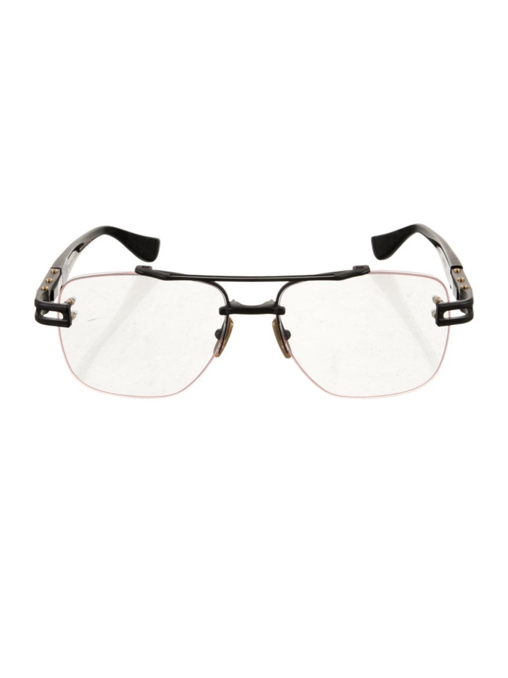 DITA Men's Black Rimless Aviator Glasses with Clear Lenses